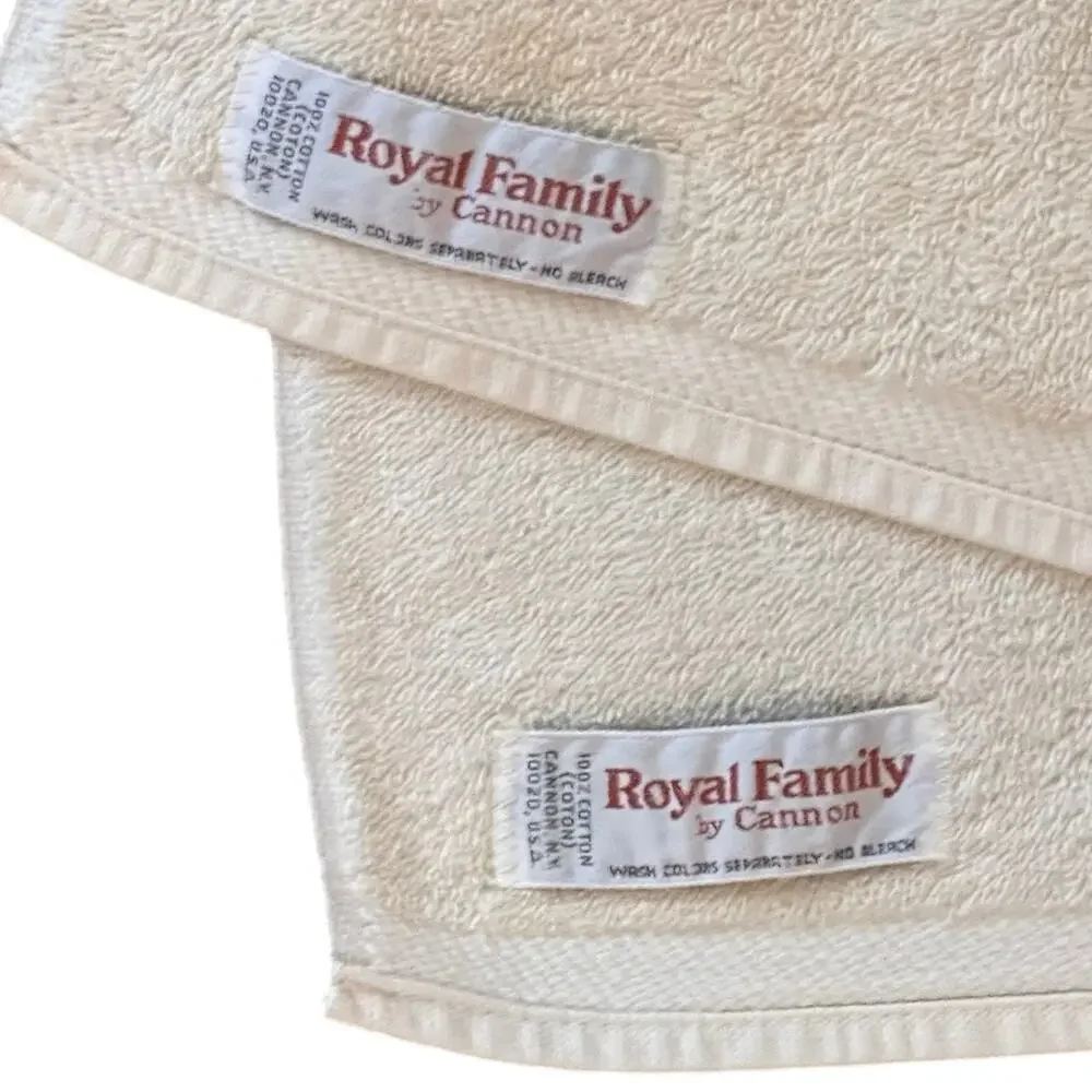 Vintage 70s 80s Cannon Royal Family Bath Towels Pink Floral Cream Green Cottage
